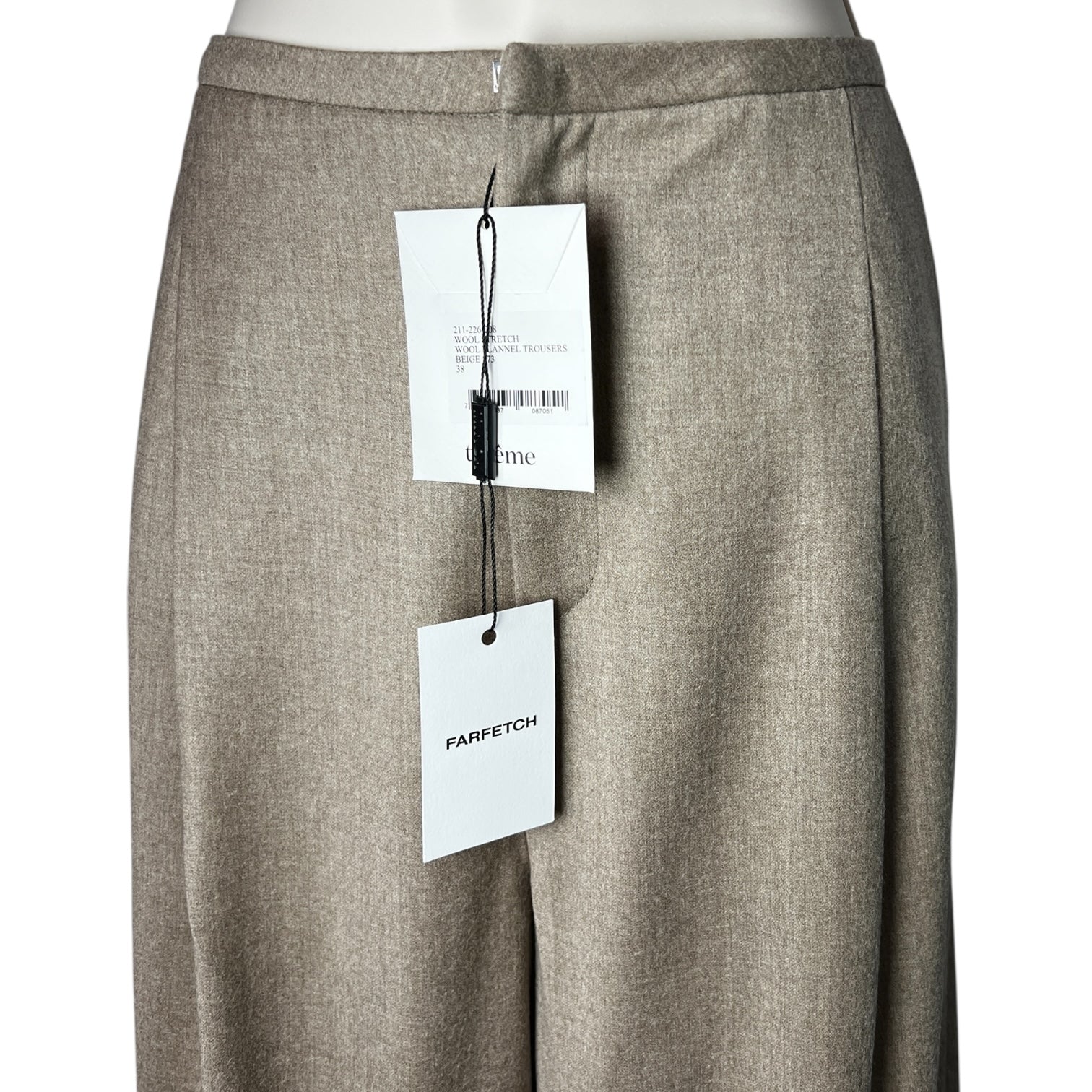 Totême Wool Flannel Pleated Trousers –  High-Waist Straight Leg, EU38