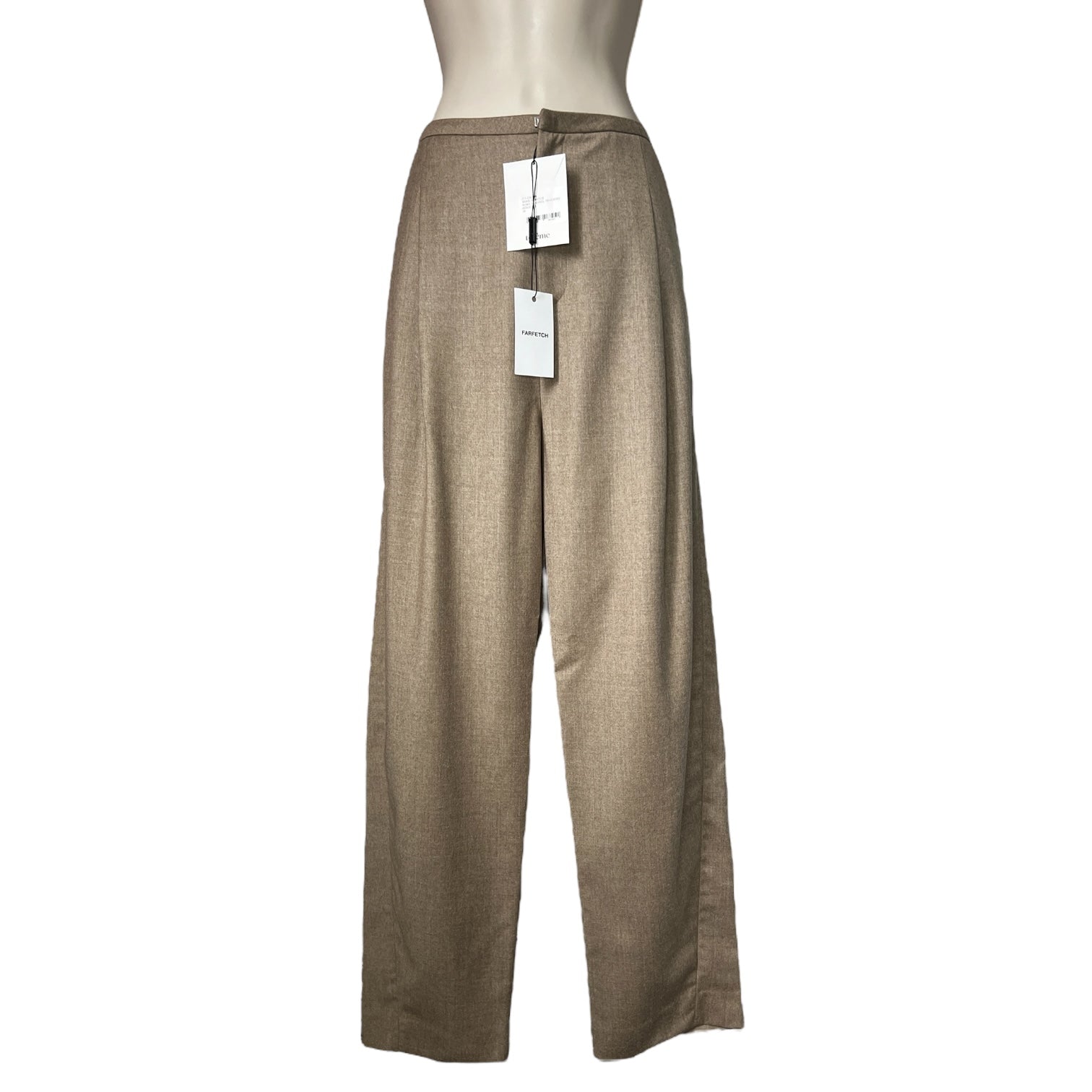 Totême Wool Flannel Pleated Trousers –  High-Waist Straight Leg, EU38