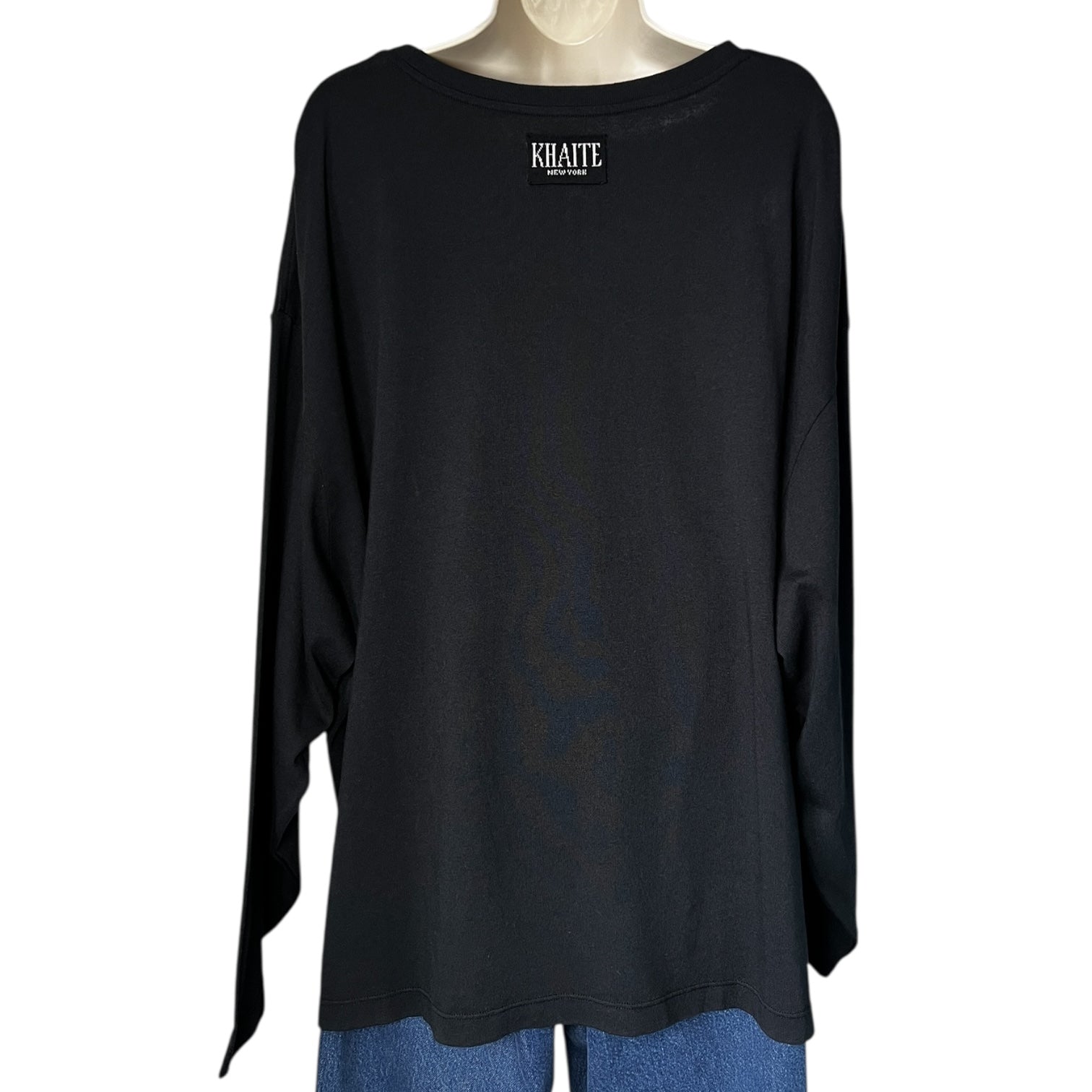 Khaite The Imogen Oversized Logo Patch Pocket Long Sleeve T-Shirt – XL