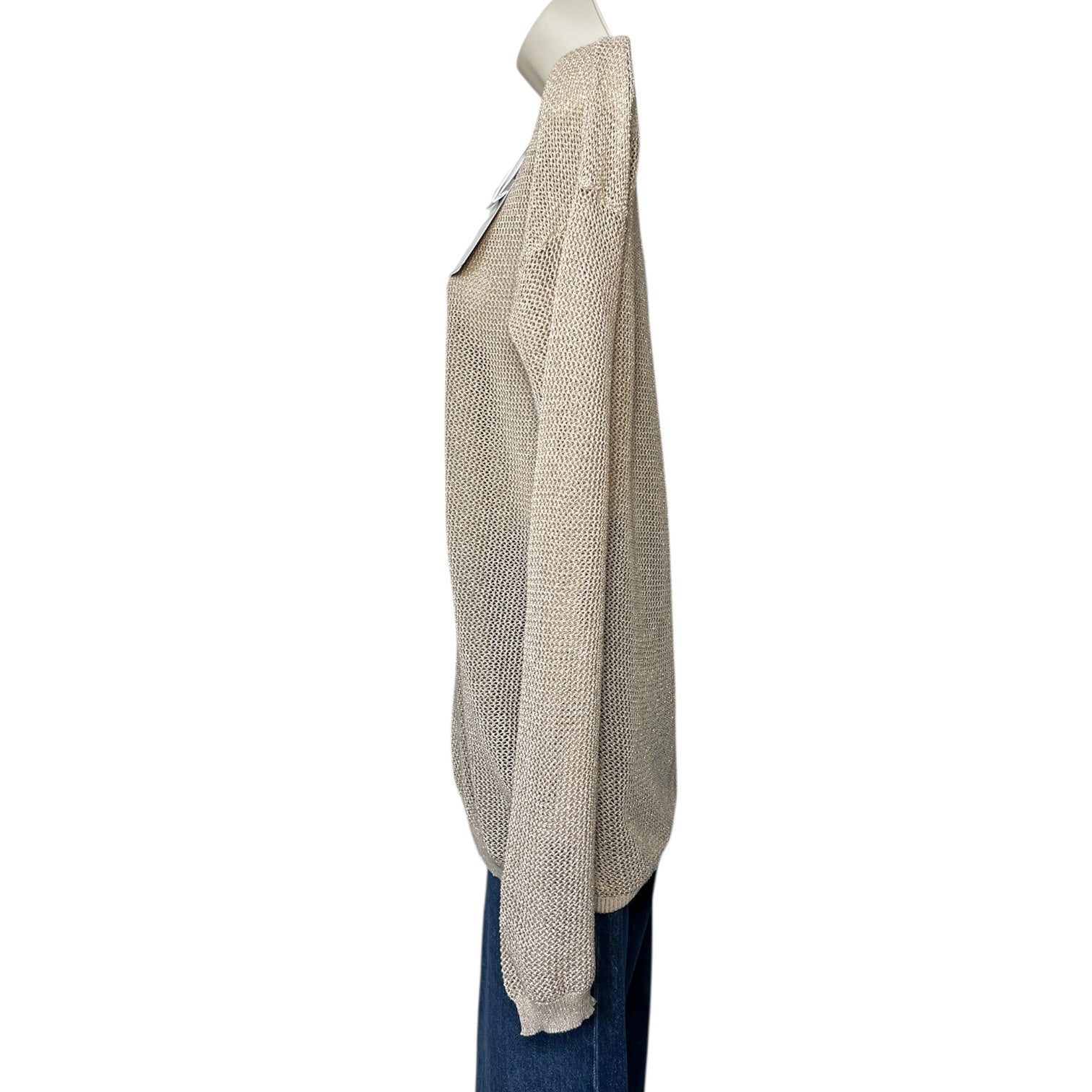 Zadig & Voltaire Gold-Thread Open Knit Relaxed Cardigan – L