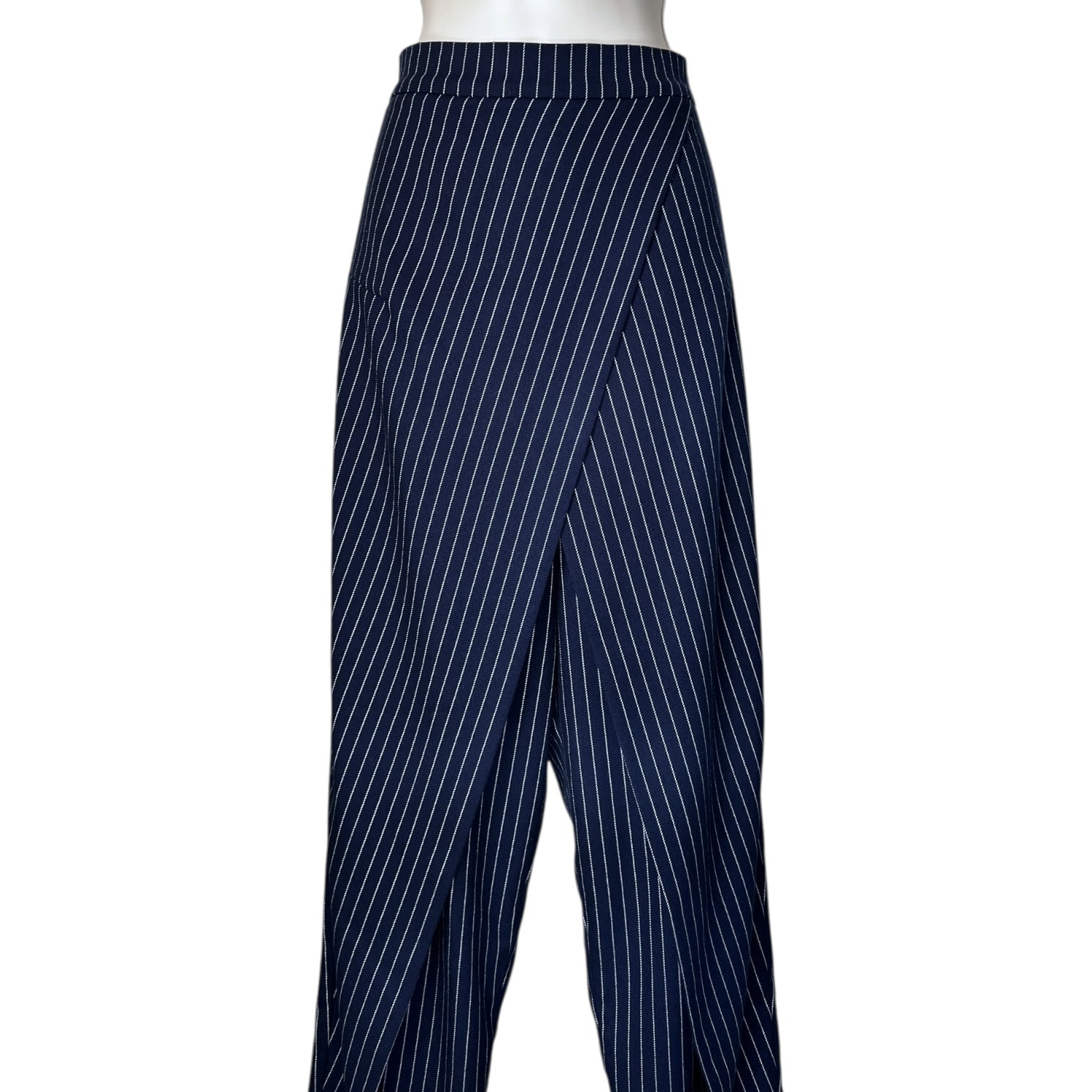 Solace London Wrap Pinstripe High Rise Trousers - Navy, UK10