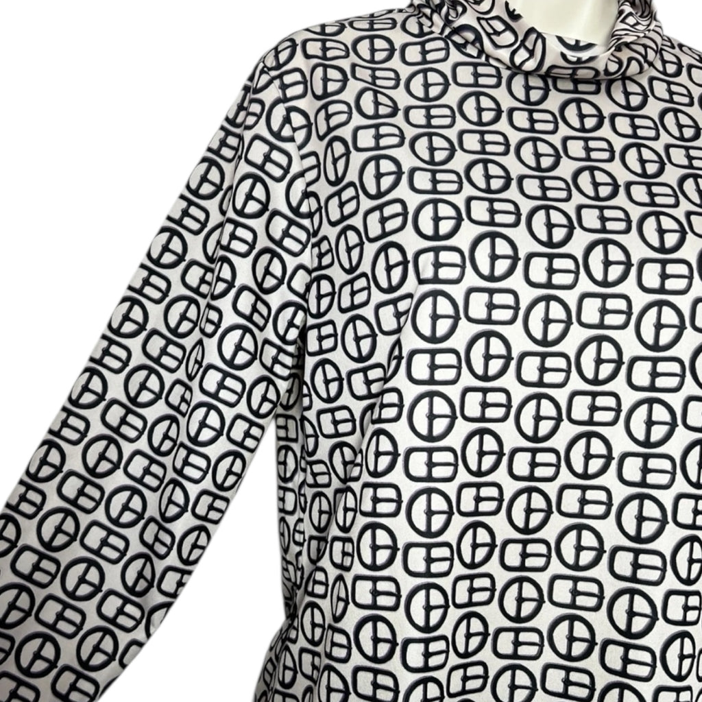 Alexa Chung Buckle Print Roll Neck Long Sleeve Top - L