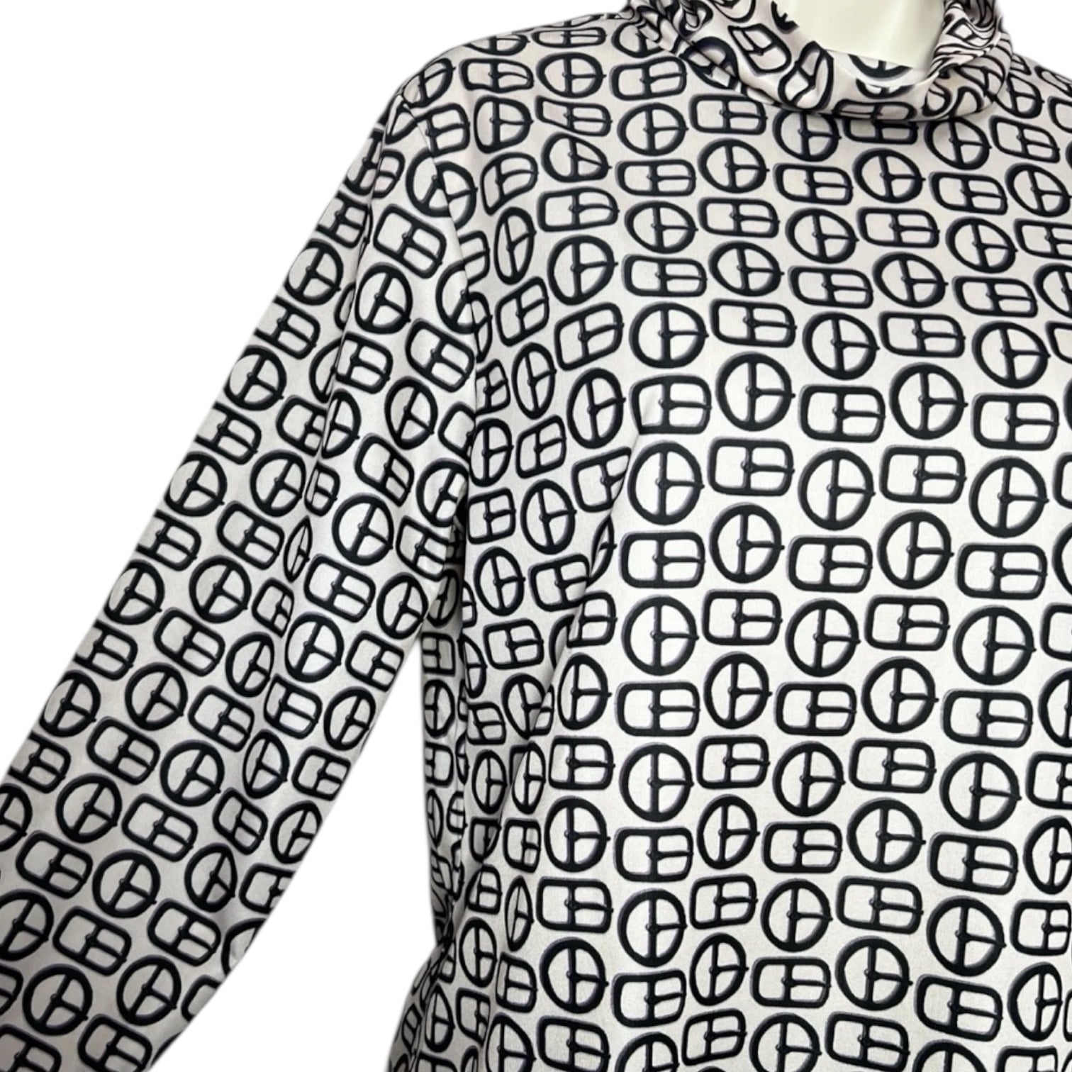 Alexa Chung Buckle Print Roll Neck Long Sleeve Top - L