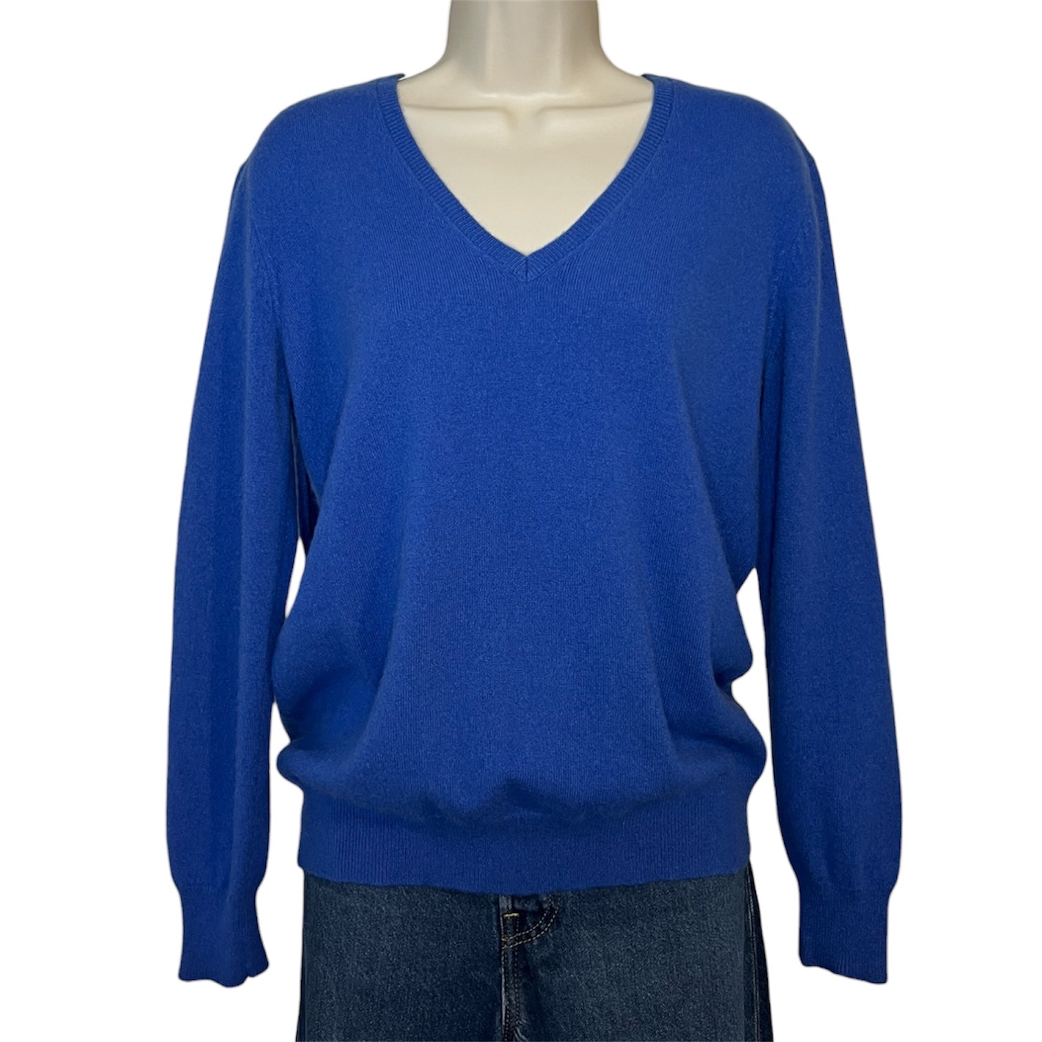 Joseph Minimalist Heritage Cashmere V-Neck Jumper with Leather Elbow Patches – S