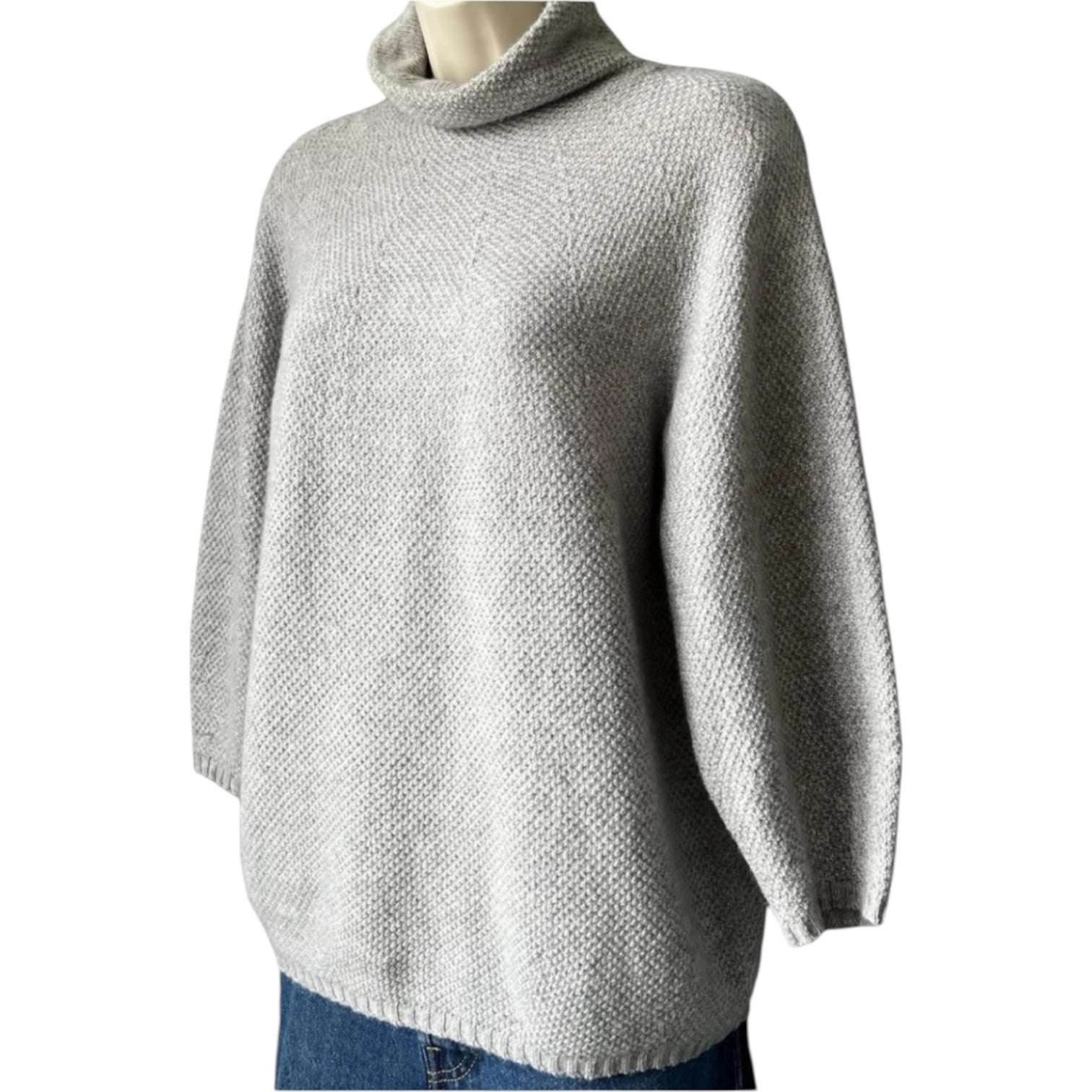 MaxMara Wool Cashmere High Neck Knit Jumper – Puff Sleeves, Relaxed Fit, XS – pre-loved