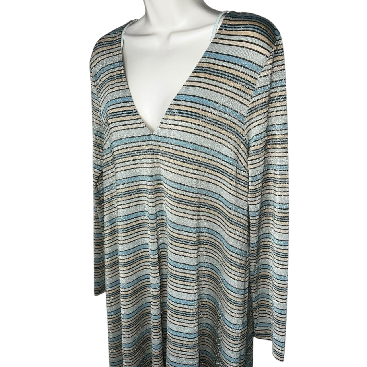 Stine Goya Metallic Stripe Relaxed Midi Dress – S