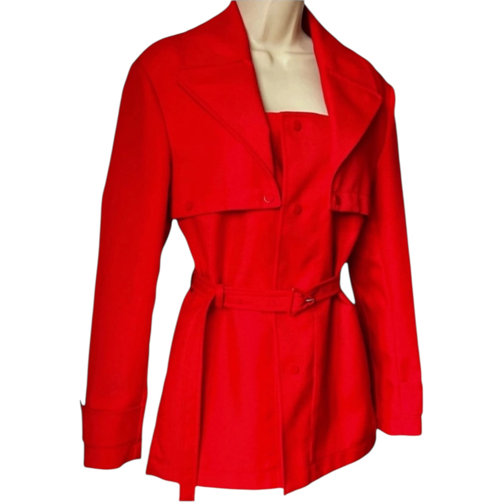 Bottega Veneta Detachable Triangle Belt Trench Coat – Red, IT 34 / XS – pre-loved