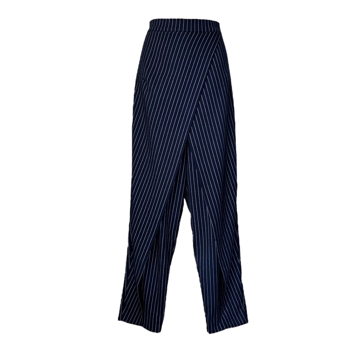 Solace London Wrap Pinstripe High Rise Trousers - Navy, UK10
