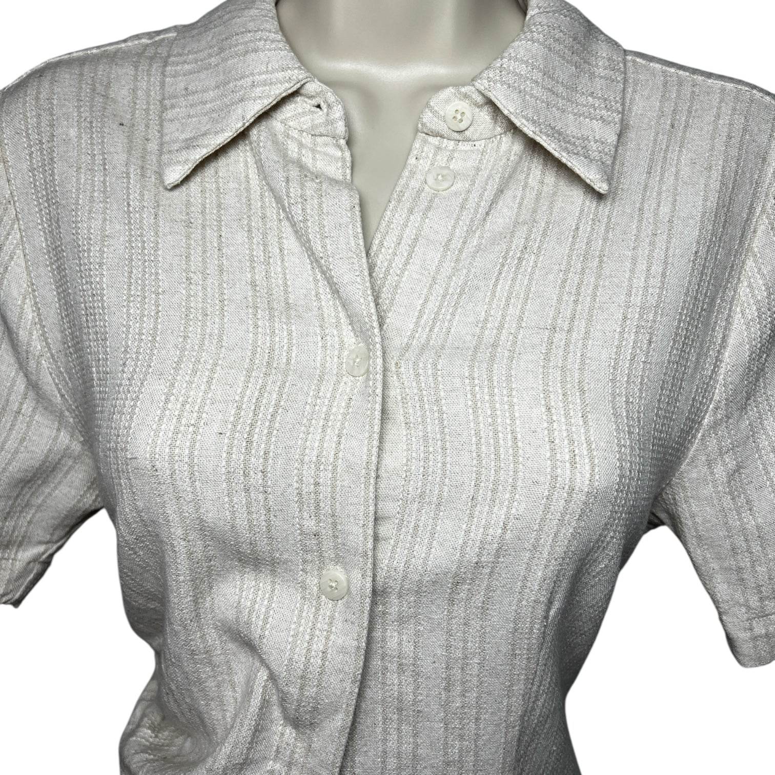 Holzweiler Tuva Linen Shirt – Asymmetric, Slim Fit, Natural Beige, Size XS – pre-loved