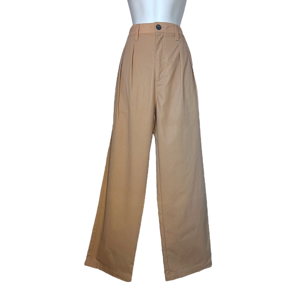 Mara Hoffman Monte Khaki Recycled Cotton Chino Trousers – High-Waisted Loose Straight-Leg Pants, US8