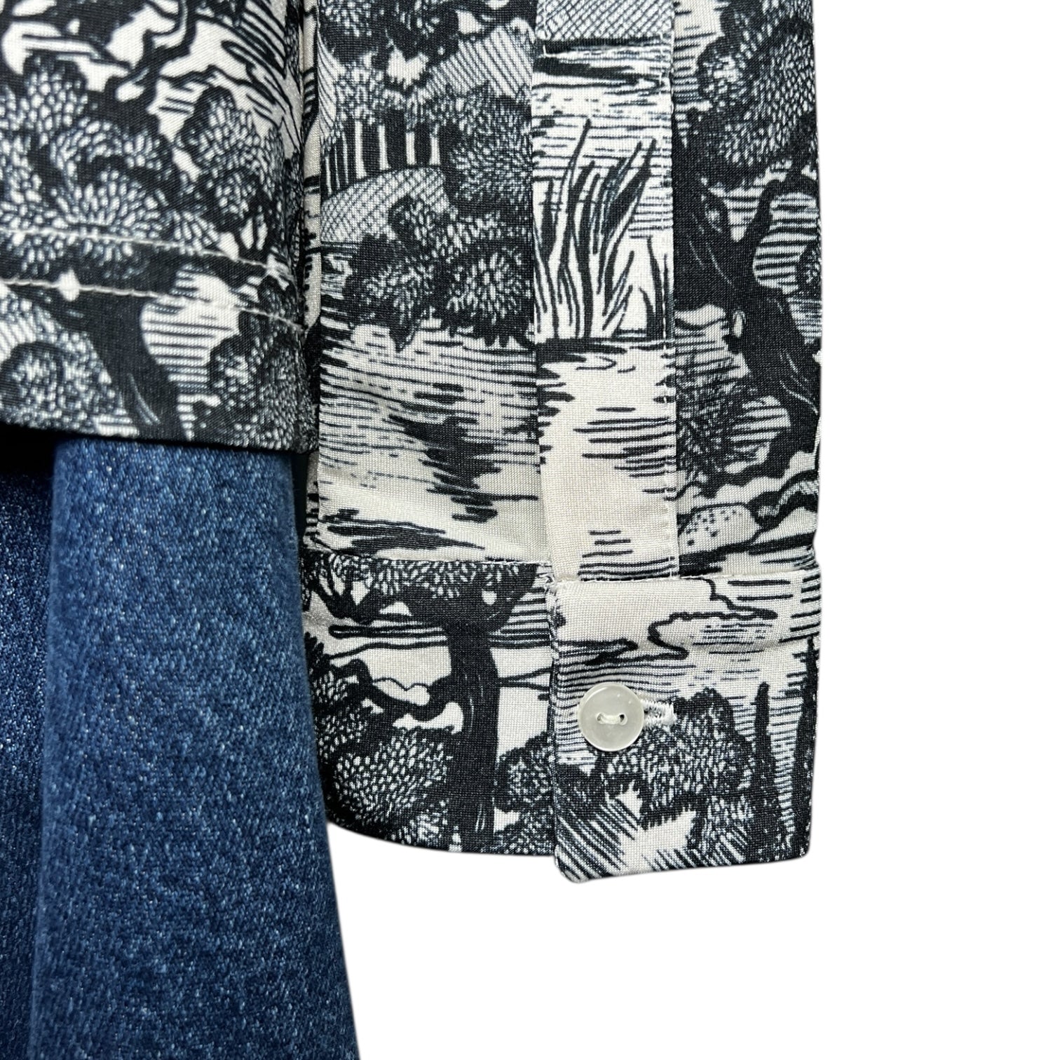 Victoria Beckham Forest Print Turtleneck Long-Sleeve Top – Ivory, UK8