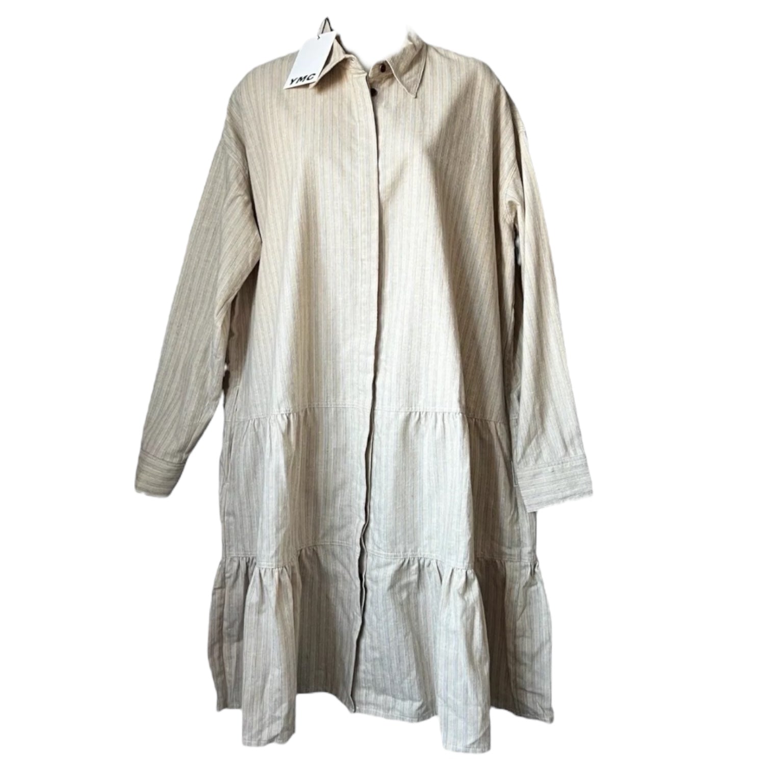 YMC Luna Tiered Linen Blend Shirt Dress – Striped, Size XS/S – pre-loved