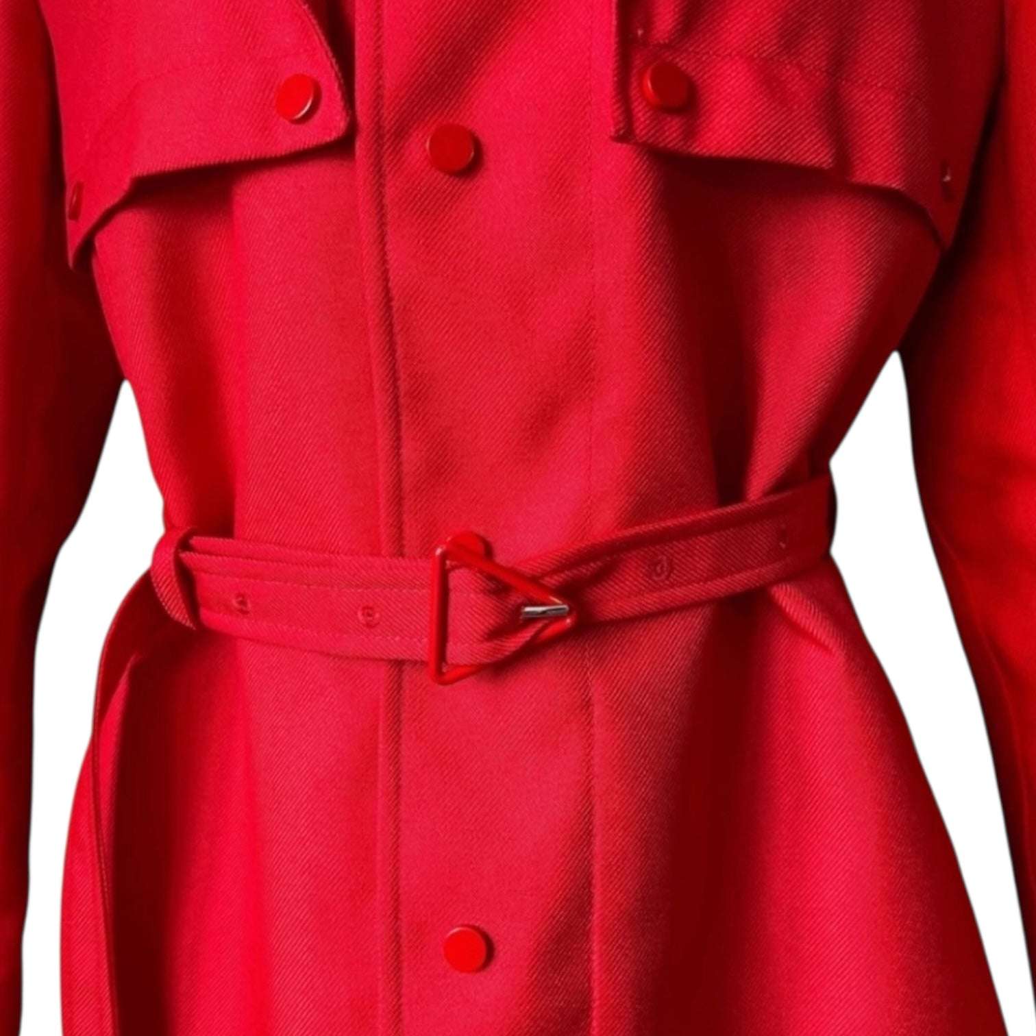 Bottega Veneta Detachable Triangle Belt Trench Coat – Red, IT 34 / XS – pre-loved