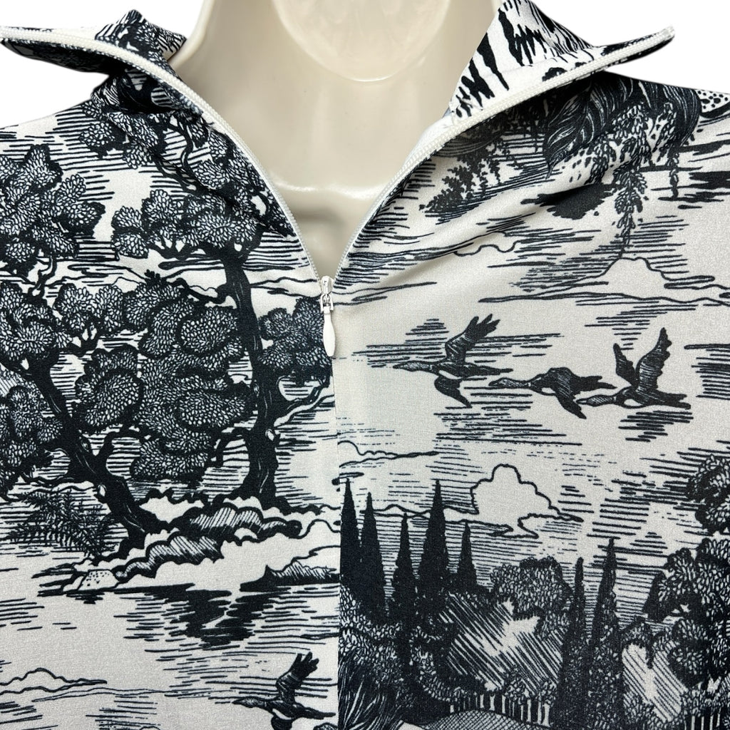 Victoria Beckham Forest Print Turtleneck Long-Sleeve Top – Ivory, UK8