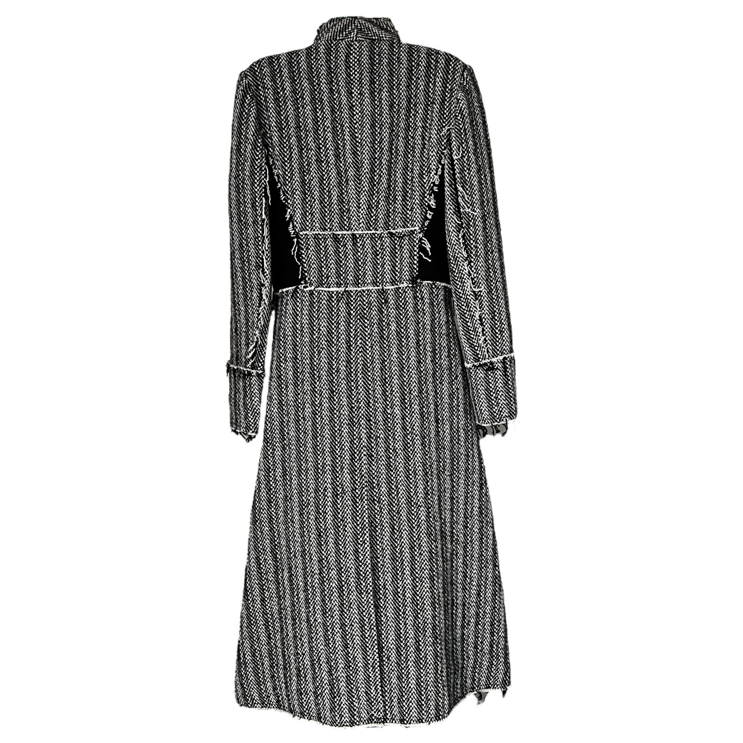 Tory Burch Runway 2020 Raw Tweed Wool Double Breasted Coat - US6