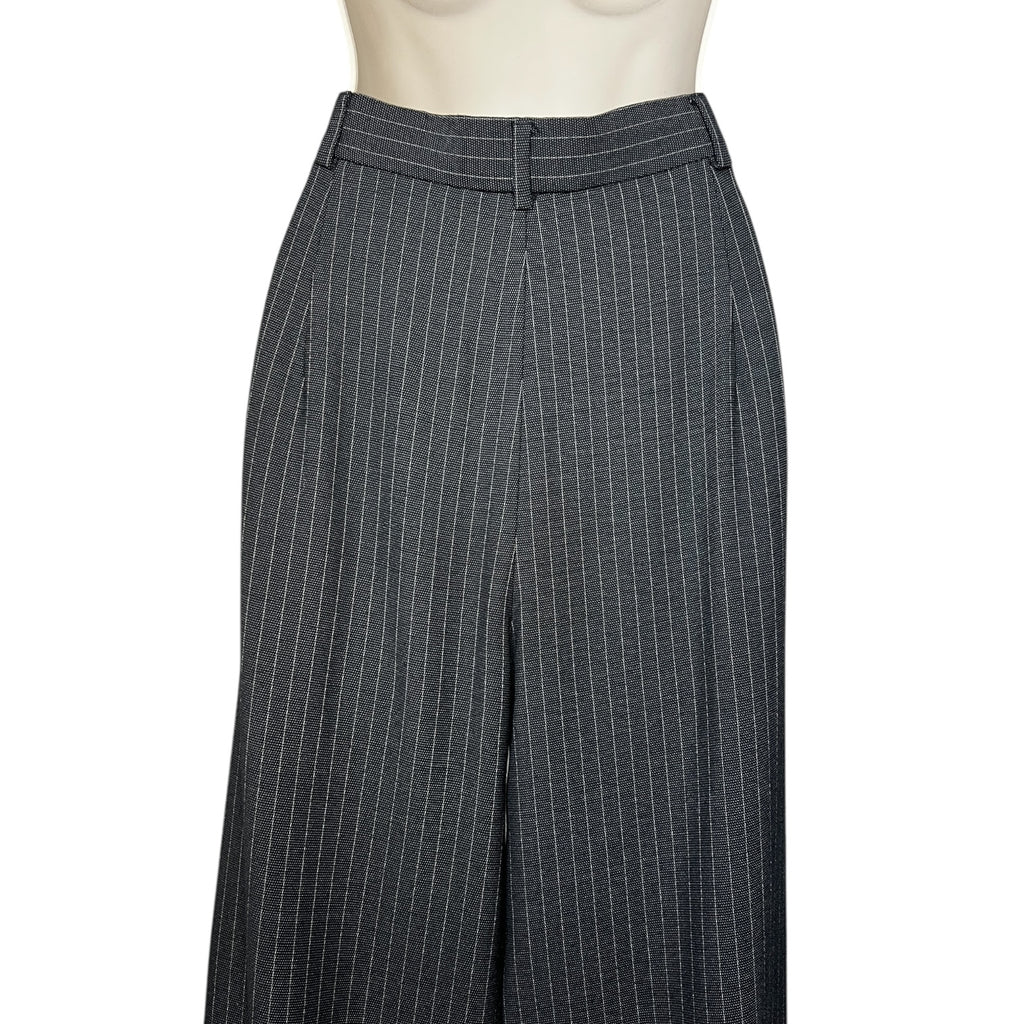 MaxMara Grey Pinstriped Wool High Rise Wide-Leg Trousers – UK14