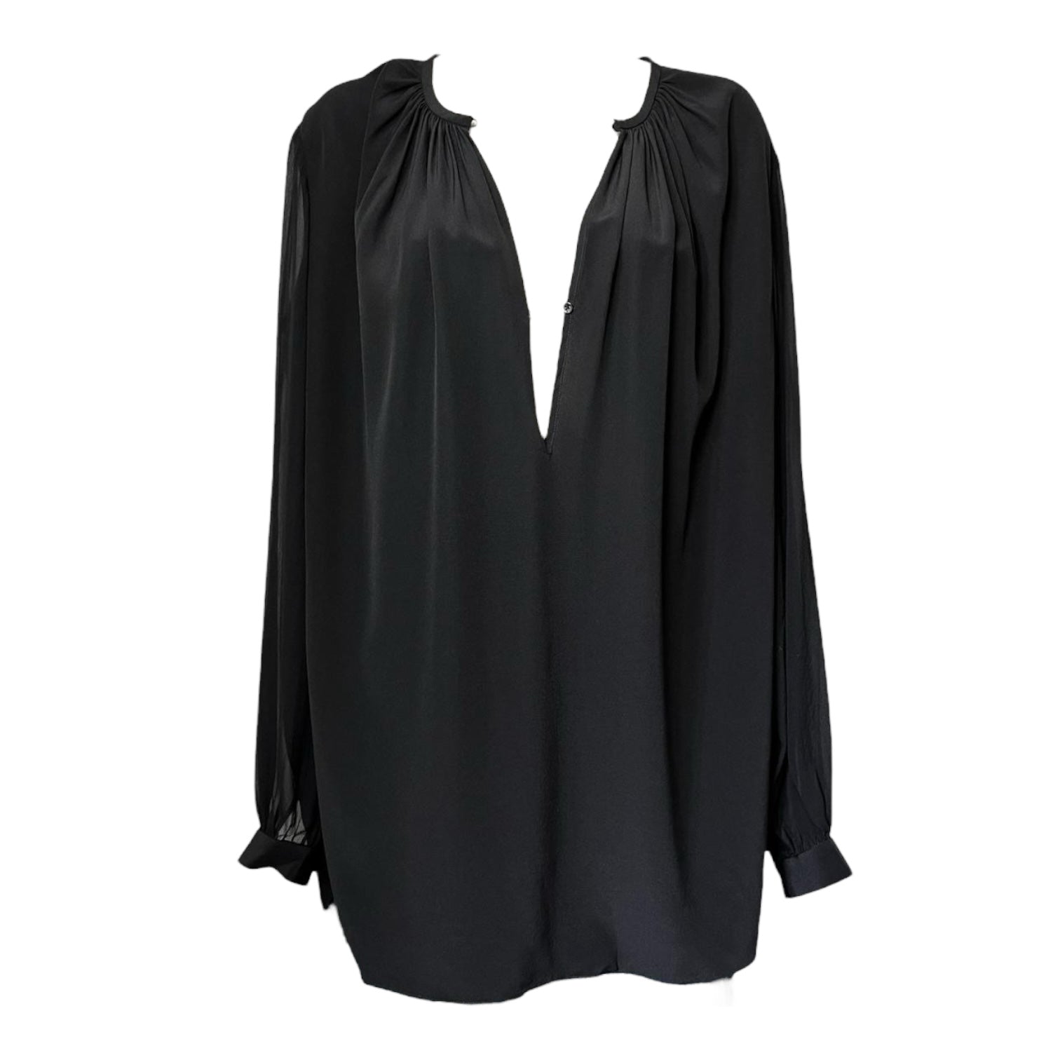 Joseph Silk Carlton Keyhole Long Sleeve Blouse – FR38