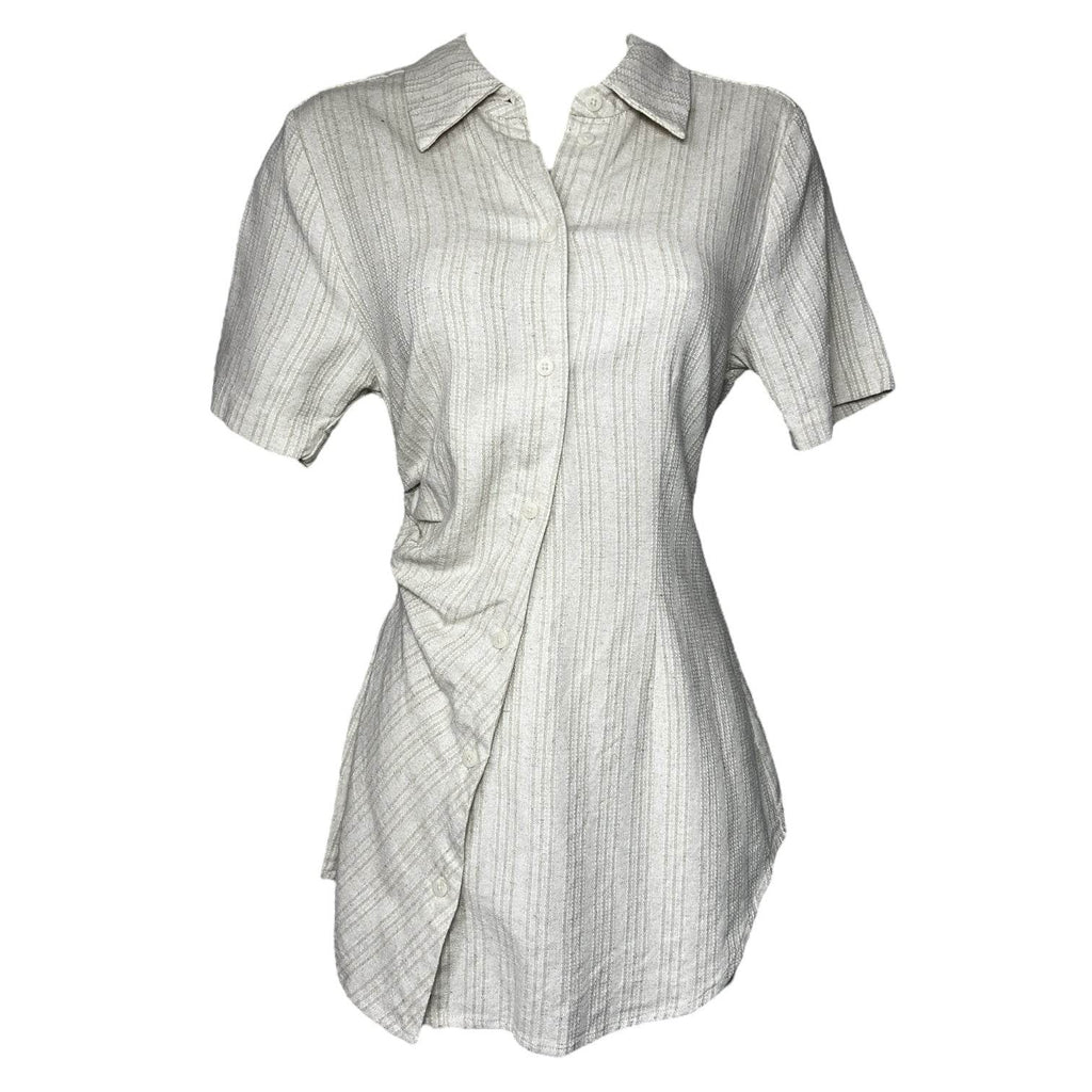 Holzweiler Tuva Linen Shirt – Asymmetric, Slim Fit, Natural Beige, Size XS – pre-loved