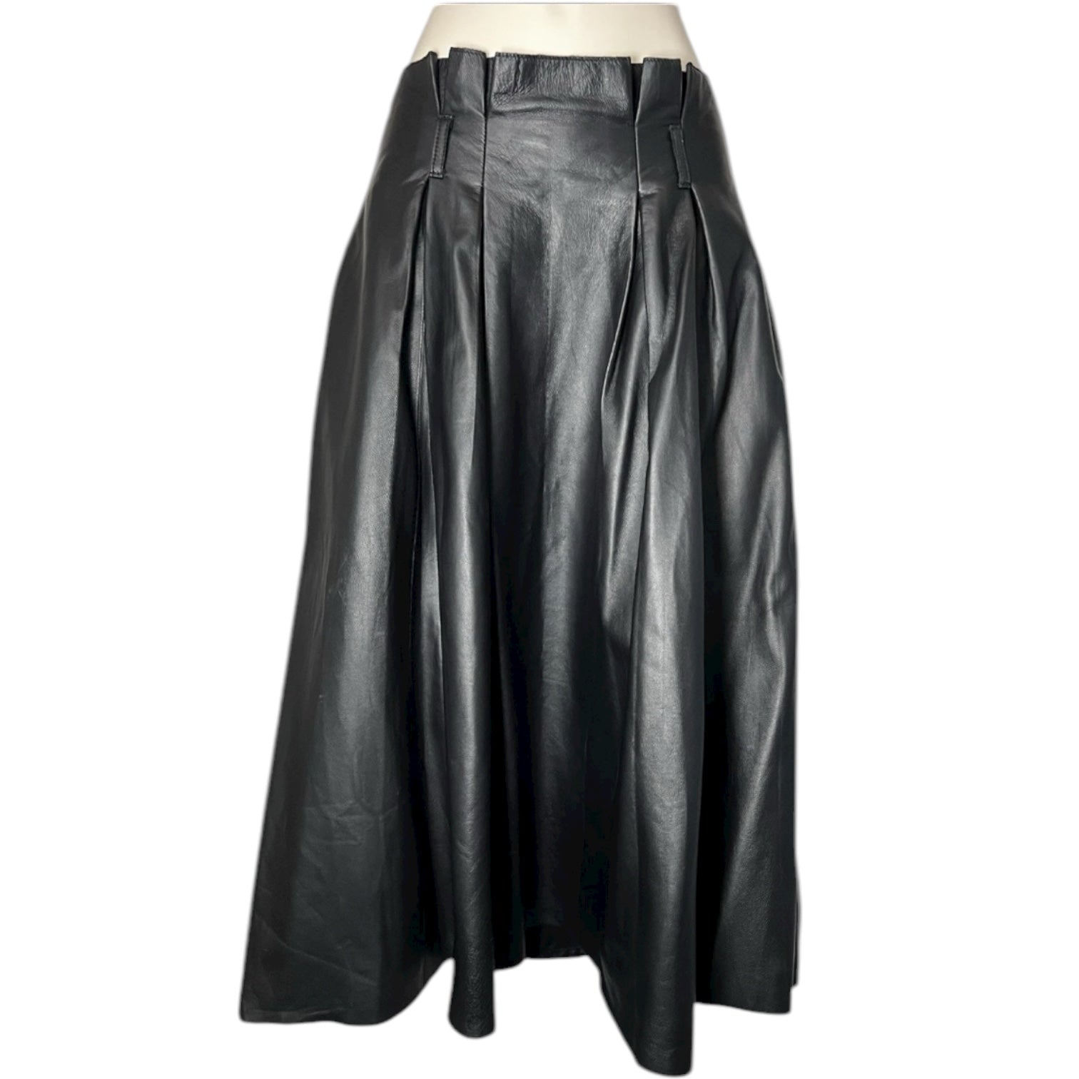 By Malene Birger Black Real Leather Pleated Midi Skirt – EU36