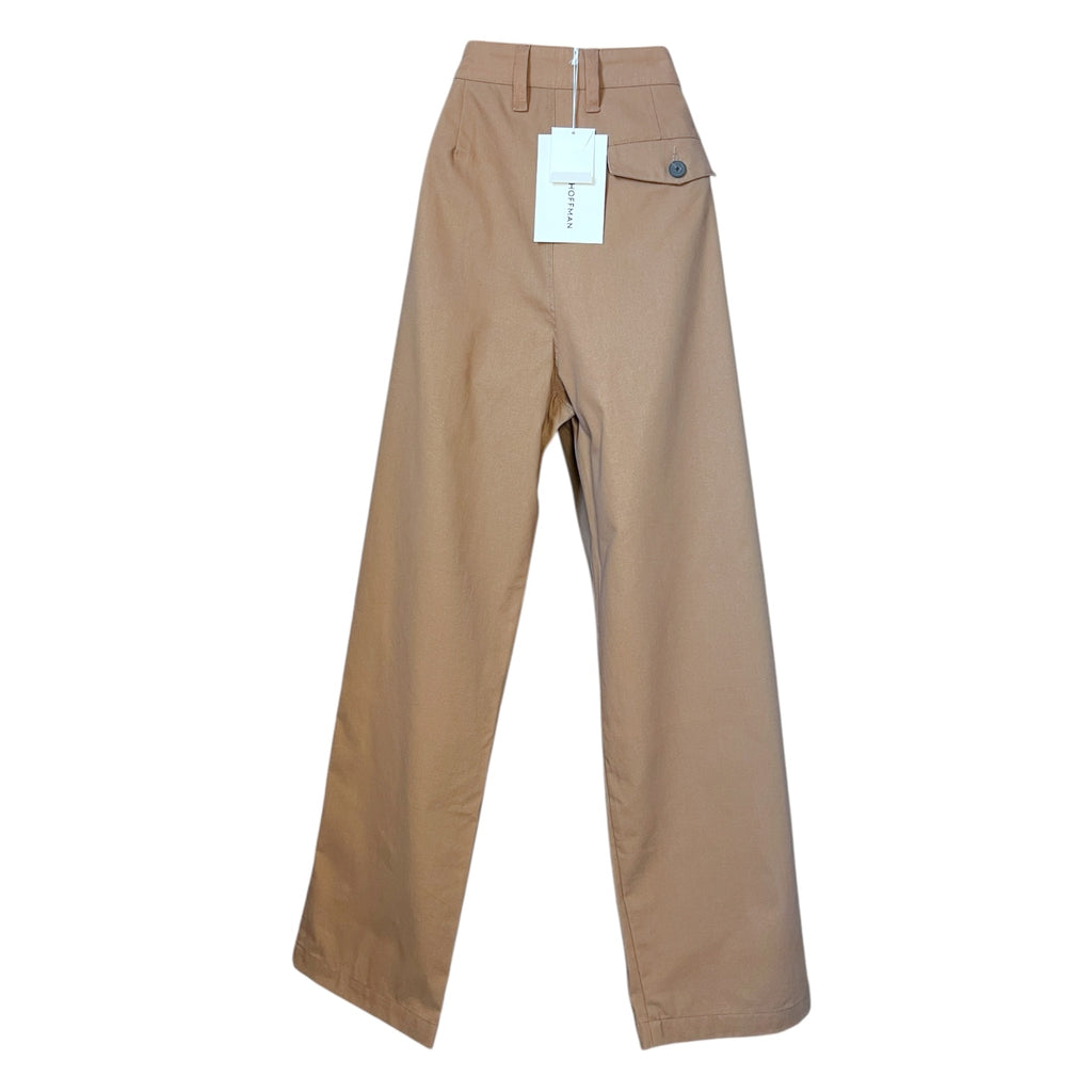 Mara Hoffman Monte Khaki Recycled Cotton Chino Trousers – High-Waisted Loose Straight-Leg Pants, US8