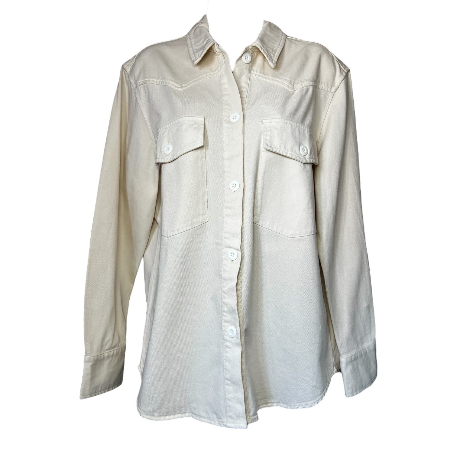 Rails August Western Shirt Jacket – Twill Denim, Ecru, M