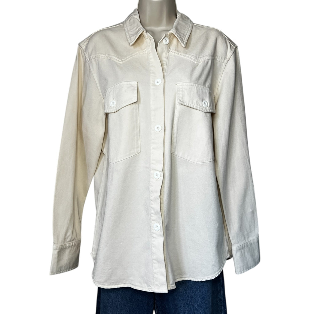 Rails August Western Shirt Jacket – Twill Denim, Ecru, M