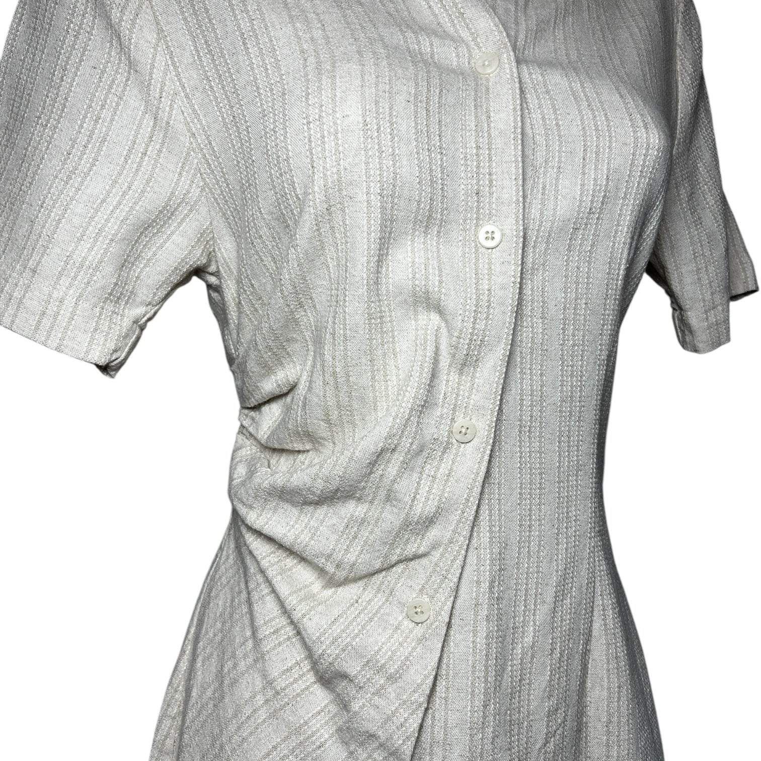 Holzweiler Tuva Linen Shirt – Asymmetric, Slim Fit, Natural Beige, Size XS – pre-loved