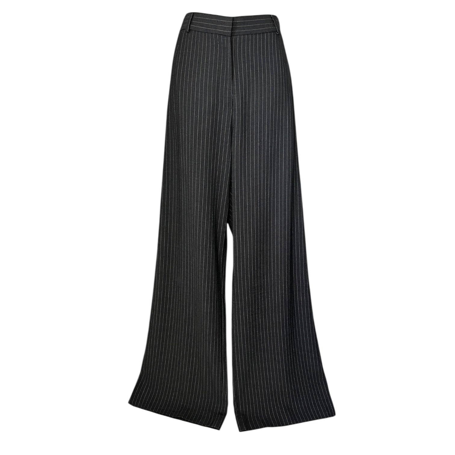 MaxMara Grey Pinstriped Wool High Rise Wide-Leg Trousers – UK14