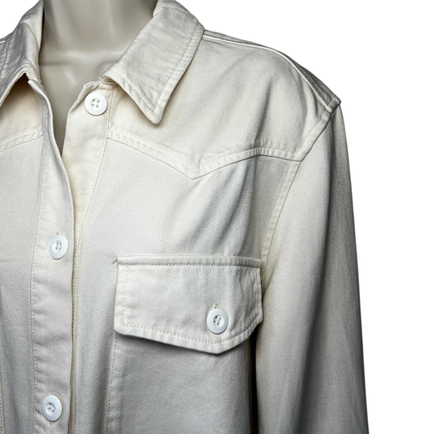 Rails August Western Shirt Jacket – Twill Denim, Ecru, M