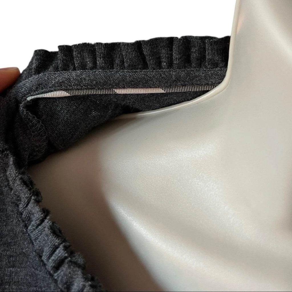 Burberry Wool Ruffle Short Sleeve Jumper – Melange Grey, Size L – pre-loved