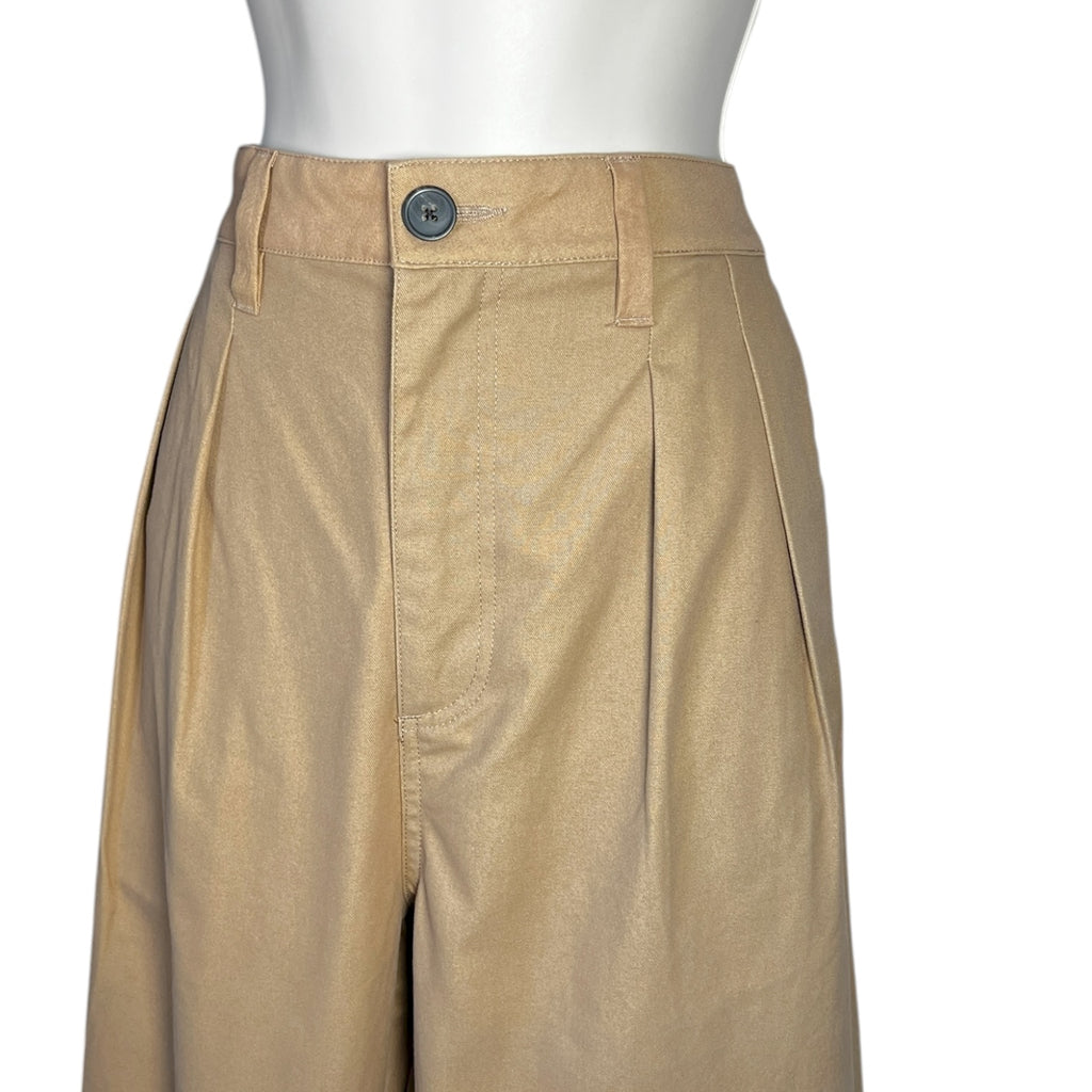 Mara Hoffman Monte Khaki Recycled Cotton Chino Trousers – High-Waisted Loose Straight-Leg Pants, US8