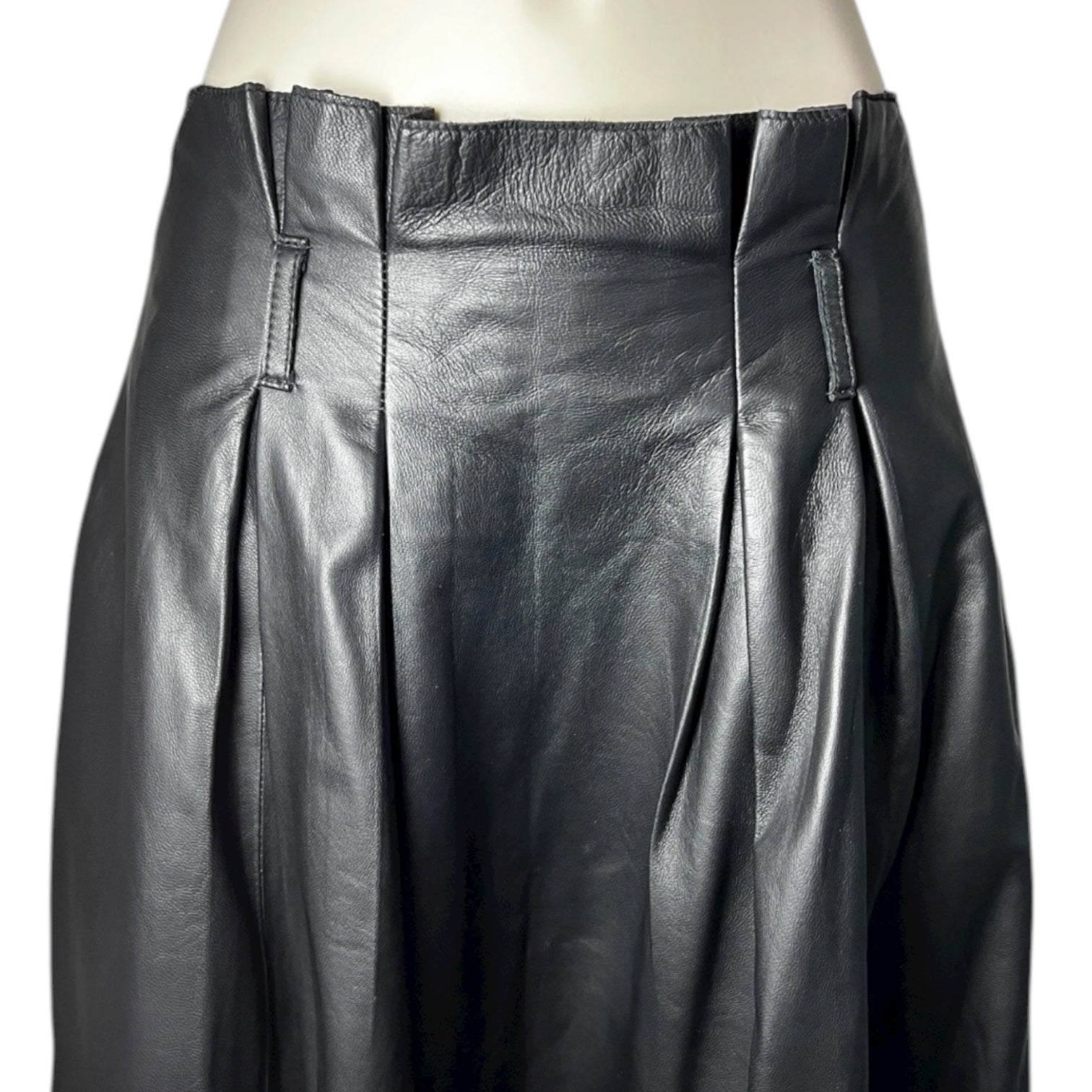 By Malene Birger Black Real Leather Pleated Midi Skirt – EU36