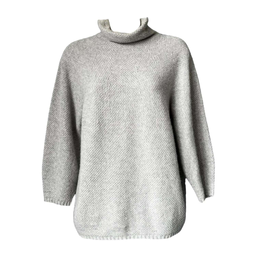 MaxMara Wool Cashmere High Neck Knit Jumper – Puff Sleeves, Relaxed Fit, XS – pre-loved