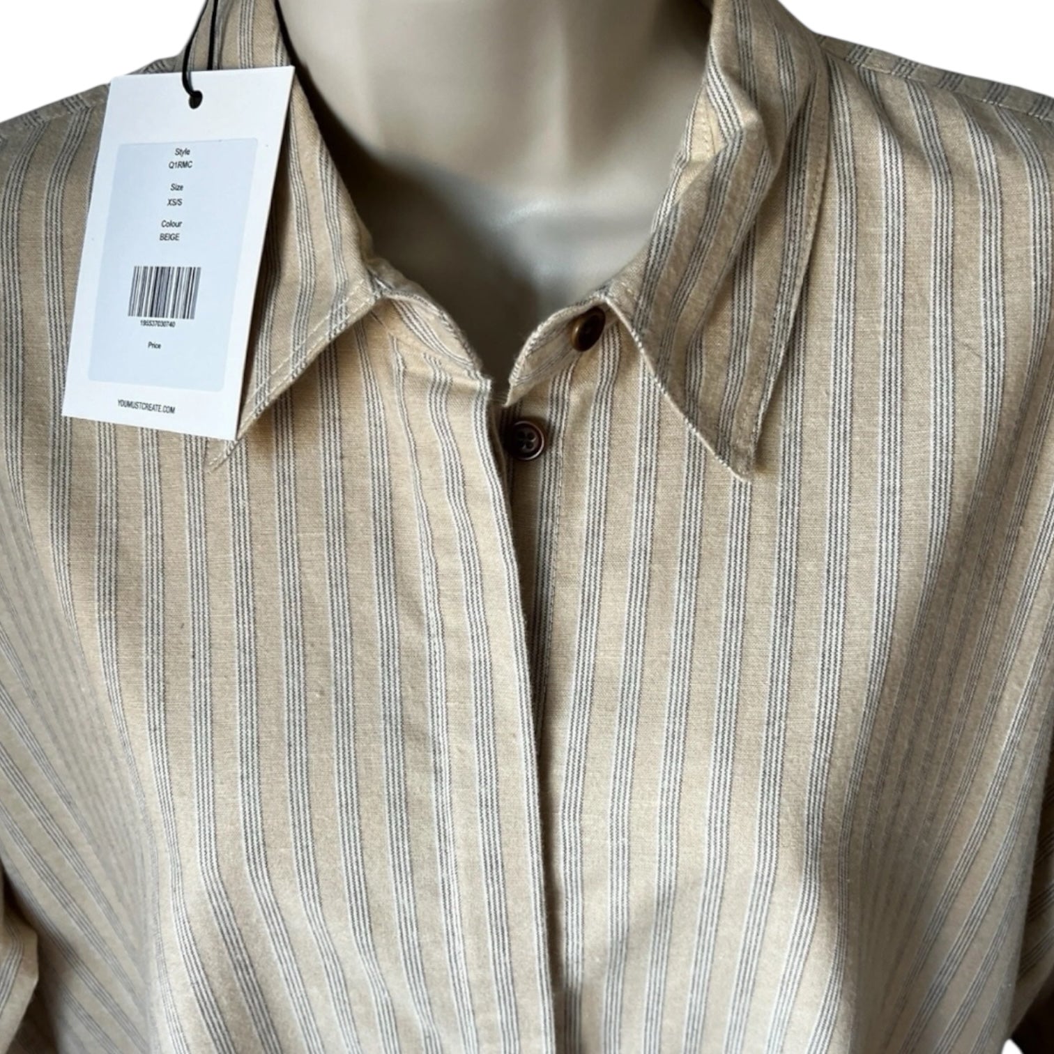 YMC Luna Tiered Linen Blend Shirt Dress – Striped, Size XS/S – pre-loved