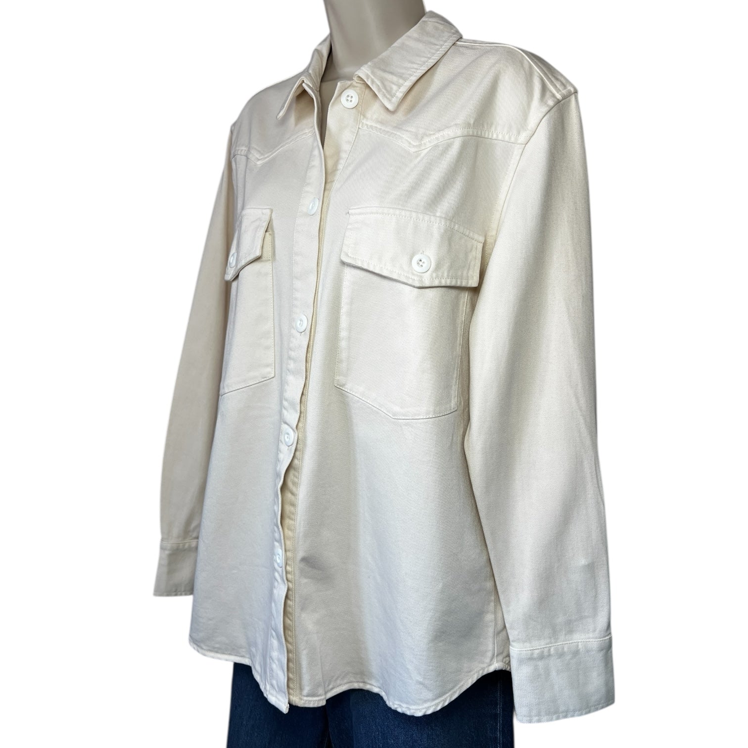 Rails August Western Shirt Jacket – Twill Denim, Ecru, M