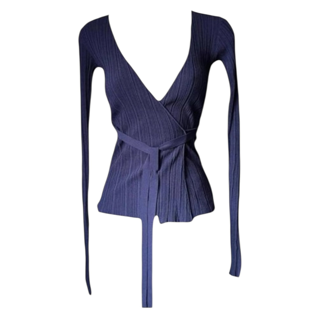 Baum Und Pferdgarten Ribbed Wrap Cardigan – Navy, XS